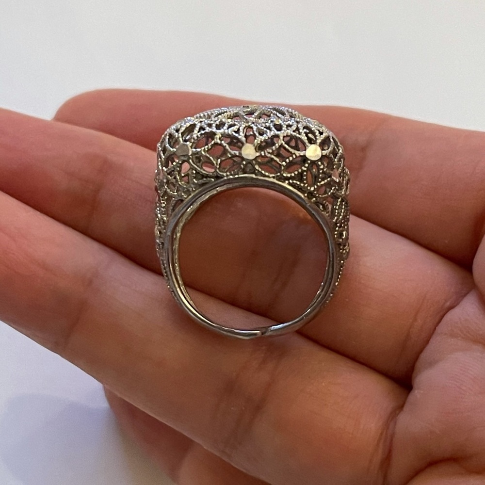 Italian Designer Solid Sterling Silver Floral Mes… - image 4